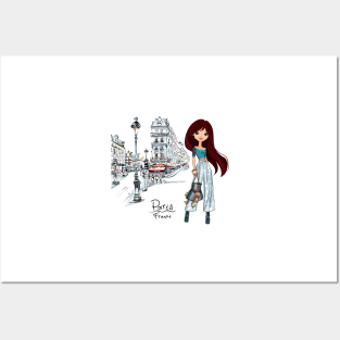 Vector fashion girl in Paris Posters and Art